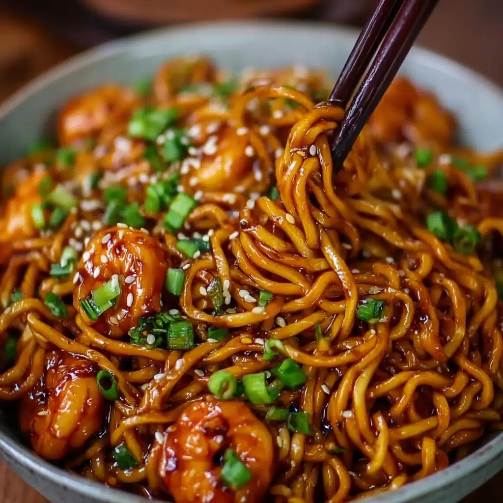Sticky Garlic Chicken Noodles Recipe