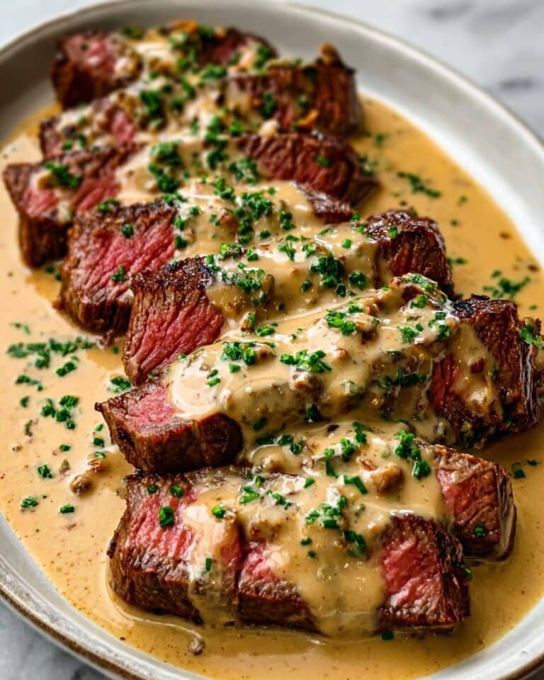 Juicy Ribeye Steak with Creamy Garlic Parmesan Sauce Recipe