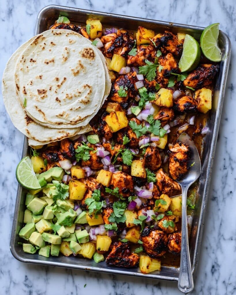 One Pan Chicken & Pineapple Tacos Recipe