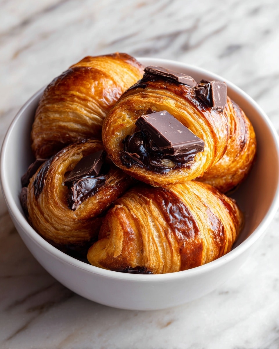 A close-up of a flaky, golden brown pastry square with three visible layers: the top layer is shiny and crunchy with caramelized sugar, the middle layer is filled with a mix of melted chocolate chunks and a crumbly nut mixture, while the bottom layer has a creamy white filling that looks soft and smooth. The pastry sits on a white plate with some melted chocolate oozing out around the edges. The background is a white marbled texture, with a gold fork partly visible behind the pastry. photo taken with an iphone --ar 4:5 --v 7