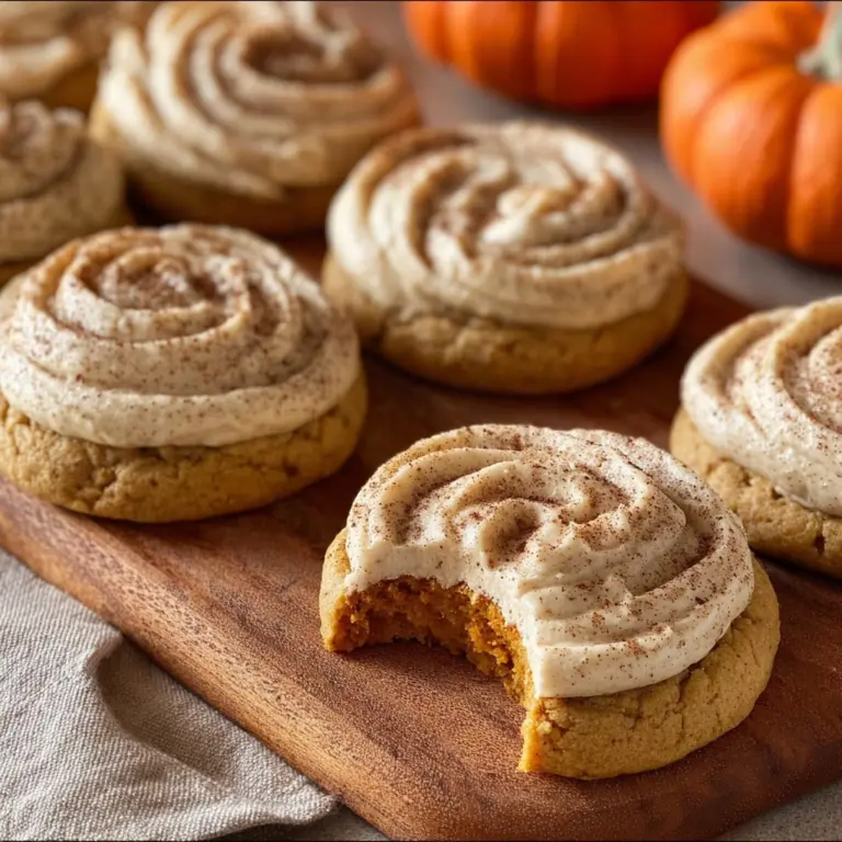 Soft Pumpkin Cookies with Cinnamon Frosting