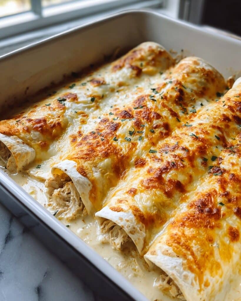 38g Protein Chicken Enchiladas with Dreamy White Sauce Recipe