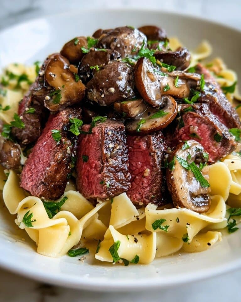 Peppercorn Steak Stroganoff Egg Noodles Recipe