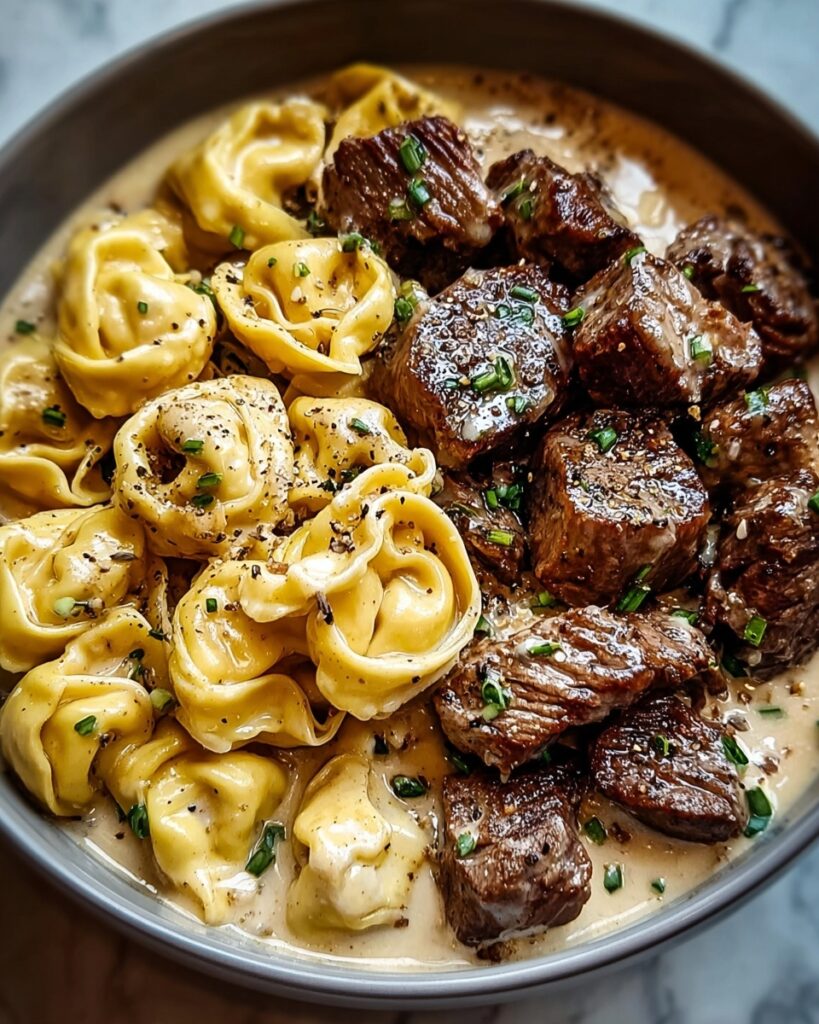 Cracked Garlic Steak Tortellini in Creamhouse Sauce Recipe