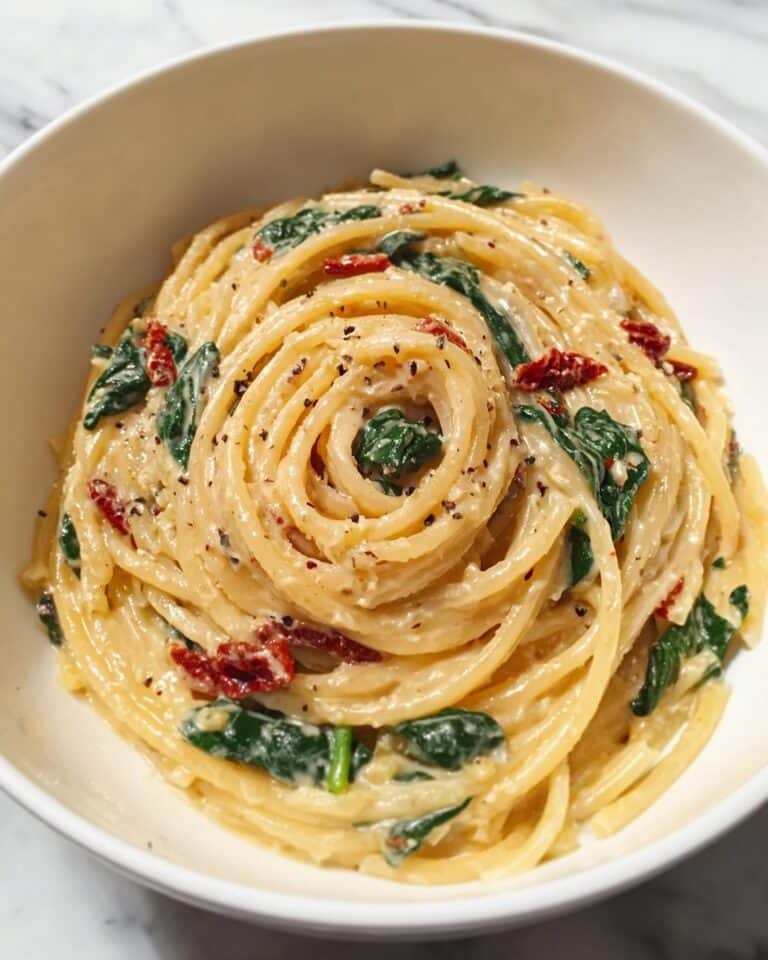 Spaghetti & Spinach with Sun-Dried Tomato Cream Sauce Recipe