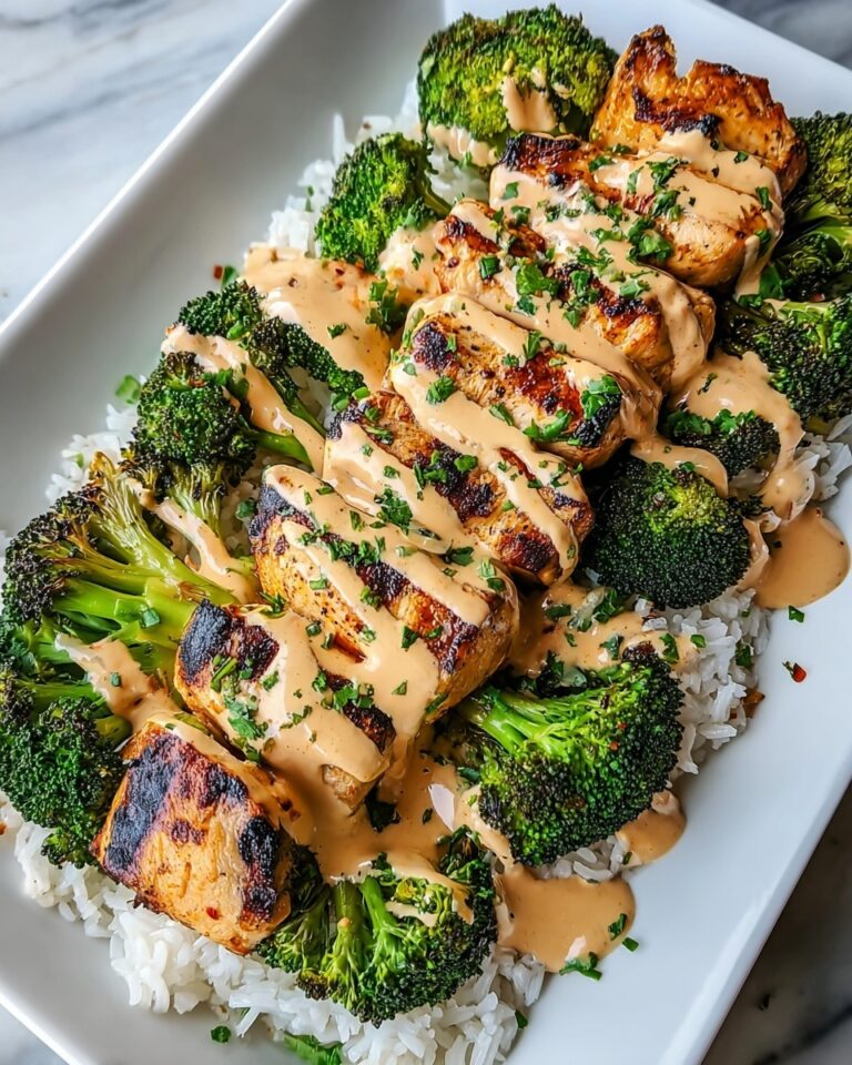 Grilled Chicken & Broccoli Bowls With Creamy Garlic Sauce Recipe