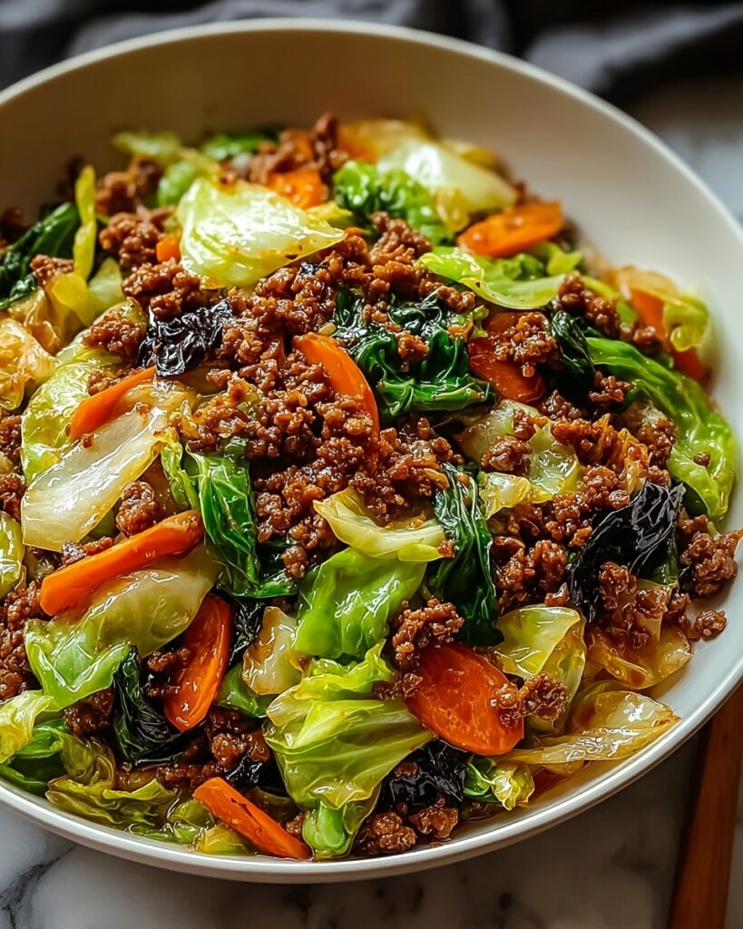 Chinese Ground Beef and Cabbage Stir Fry Recipe