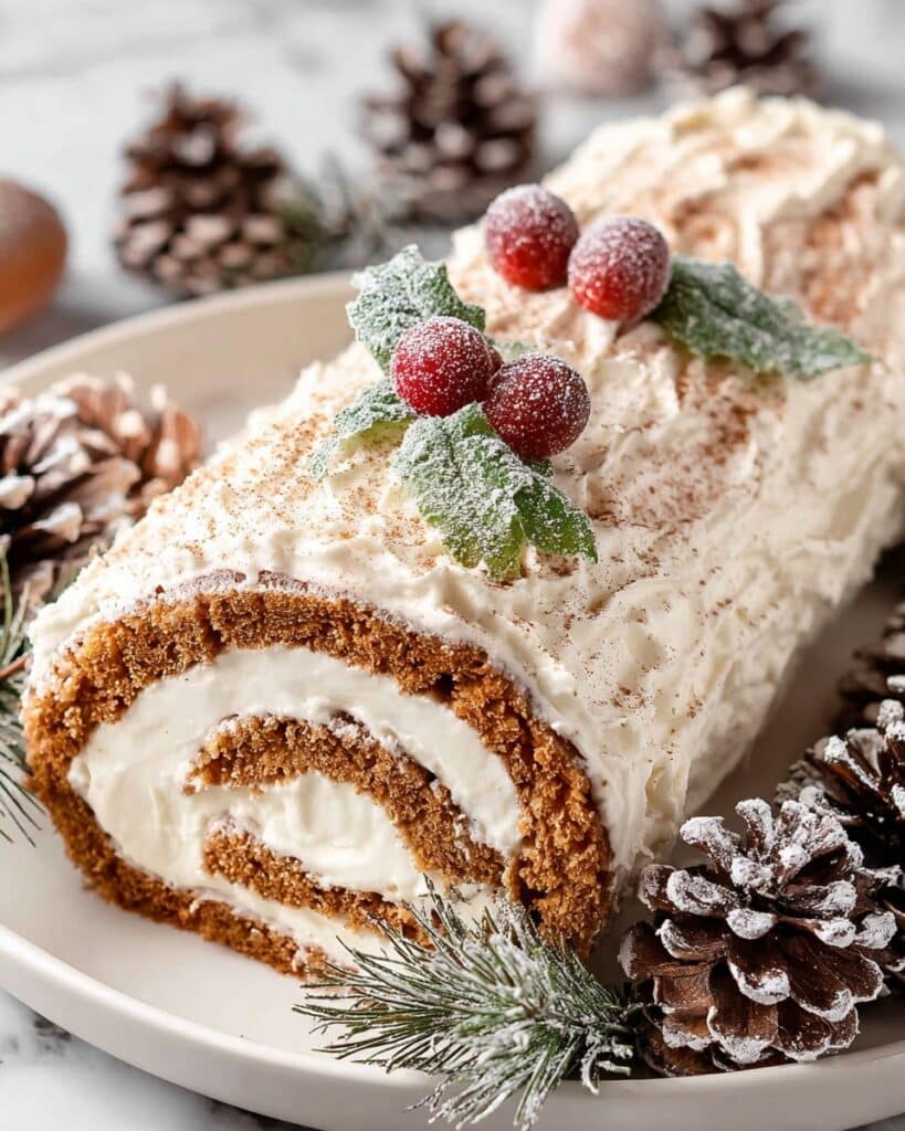 Quick Ginger Bread Yule Log Cake Recipe