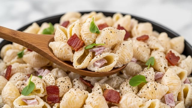 Creamy Bacon Cheddar Ranch Pasta Salad Recipe