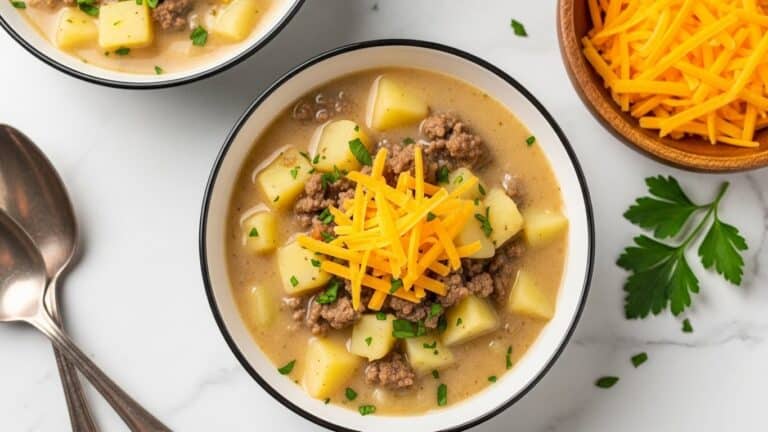 Cheesy Beef and Potato Soup Recipe