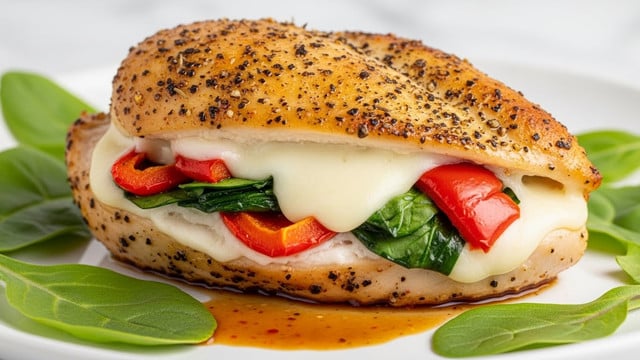 Roasted Red Pepper Mozzarella Stuffed Chicken Recipe