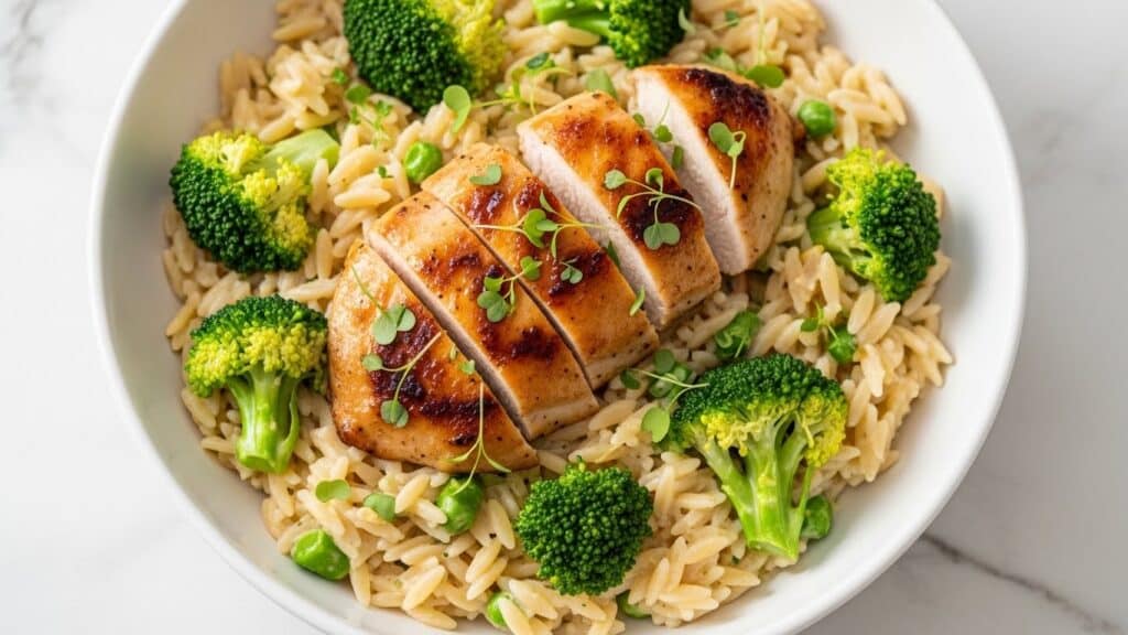 Cheesy Chicken Broccoli Orzo Recipe