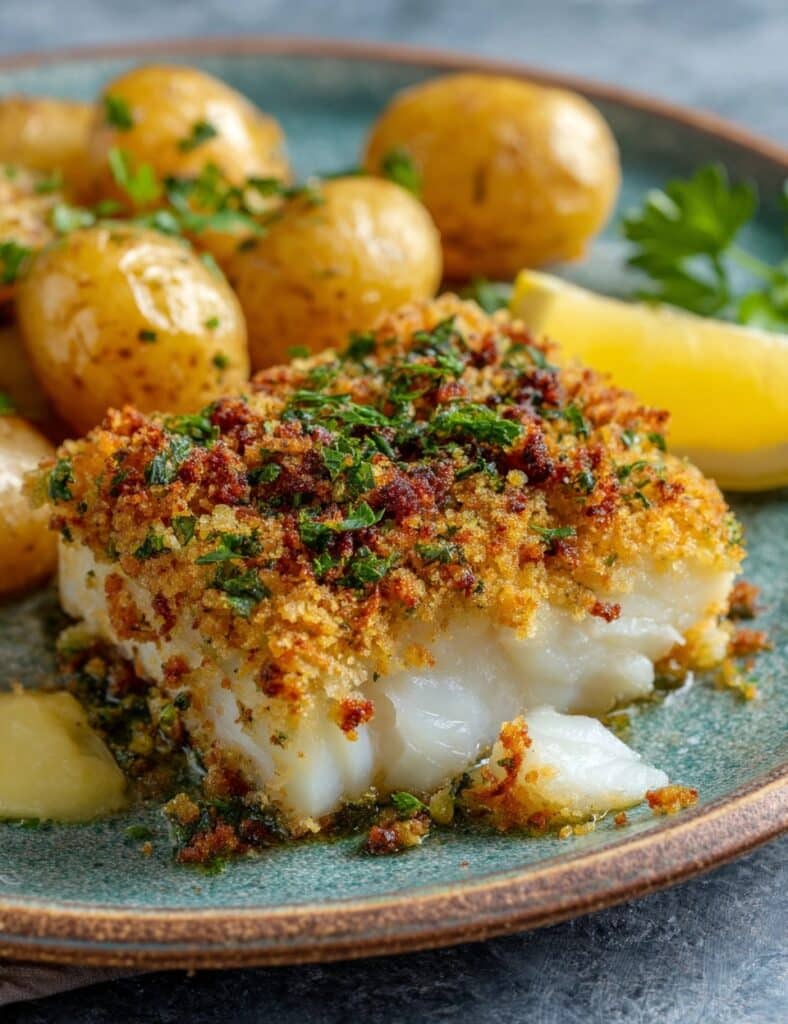 Zesty Haddock with Crushed Potatoes and Peas Recipe