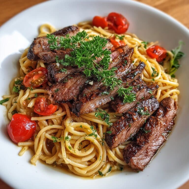 Cowboy Butter Steak Linguine with Roasted Carrots & Parsley Recipe