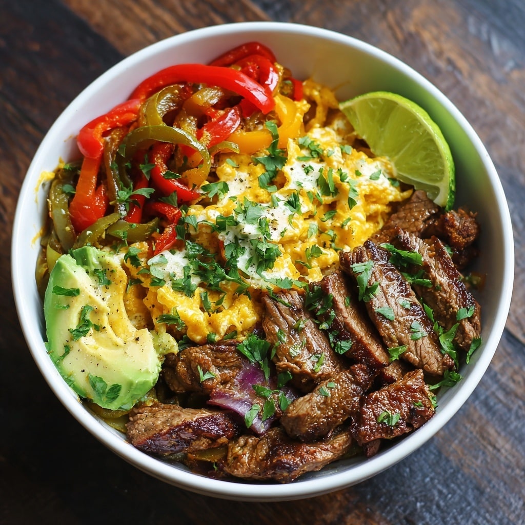High Protein Steak Fajita Bowl – Easy Low Carb Meal Recipe - Recipe Image