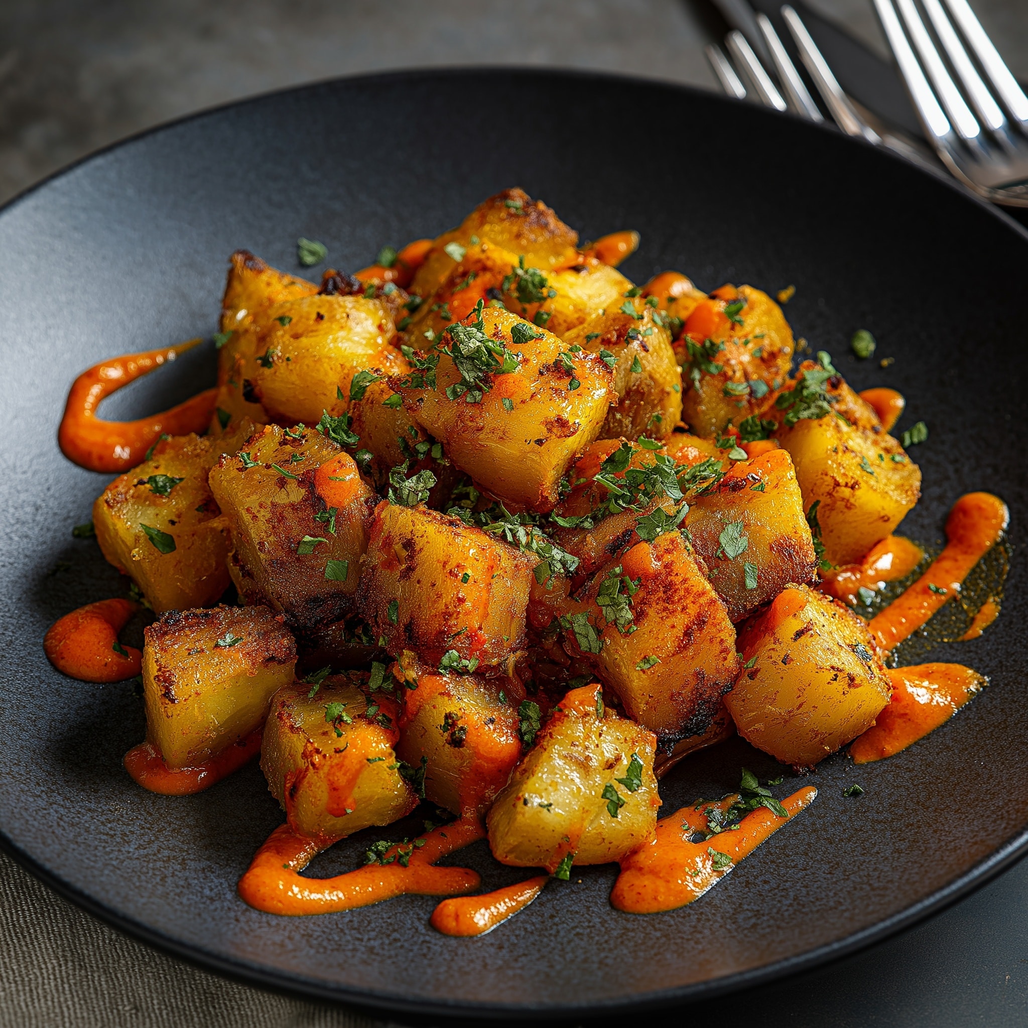 Patatas Bravas with Spicy Tomato Sauce and Garlic Aioli Recipe - Recipe Image