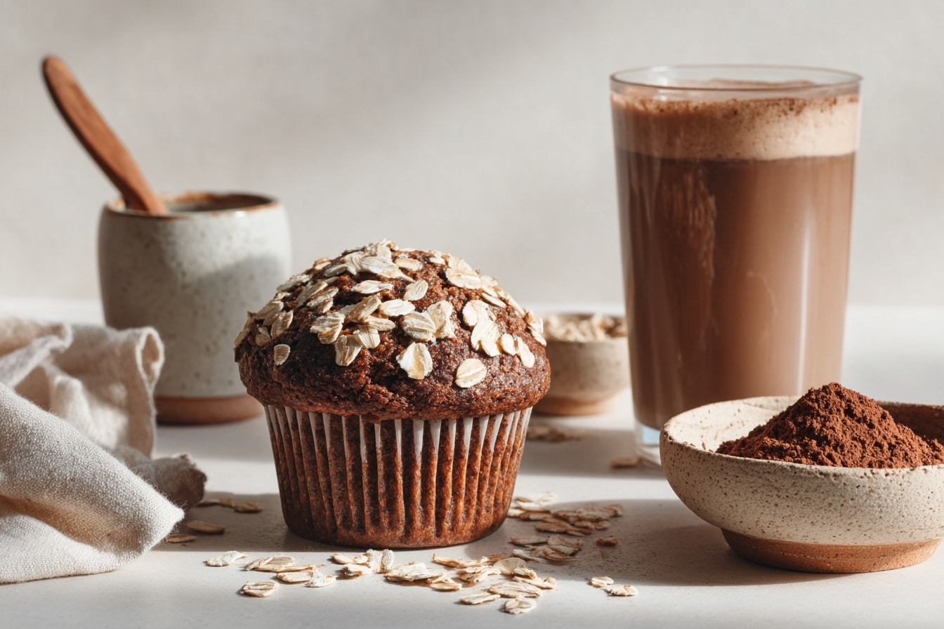 Vegan Double Chocolate Zucchini Muffins Recipe - Recipe Image