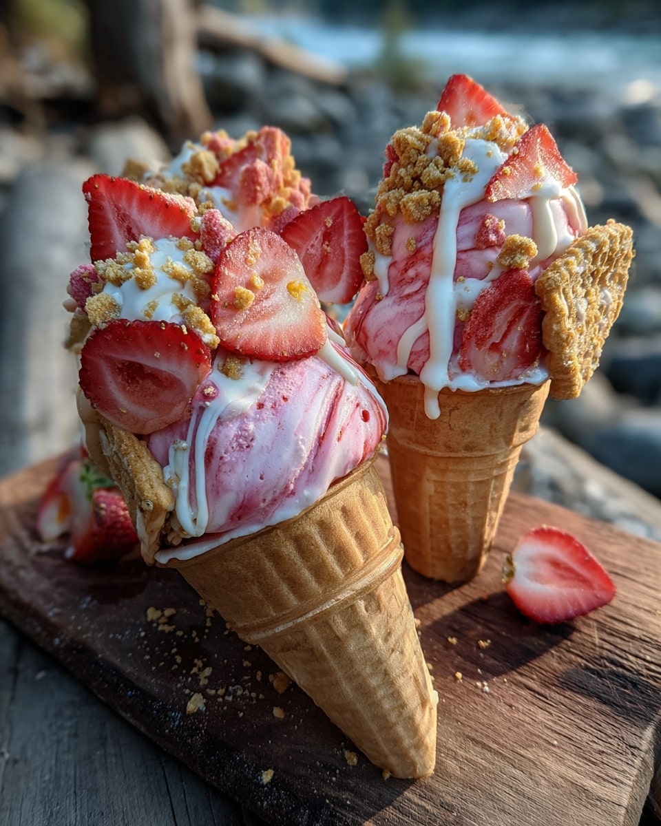 Strawberry Crunch Cheesecake Cones Recipe - Recipe Image