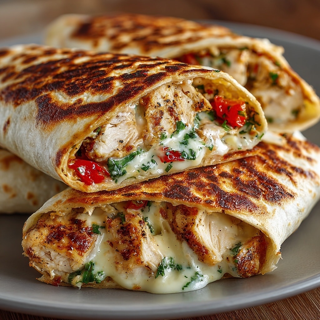 Cheesy Garlic Chicken Wraps Recipe - Recipe Image