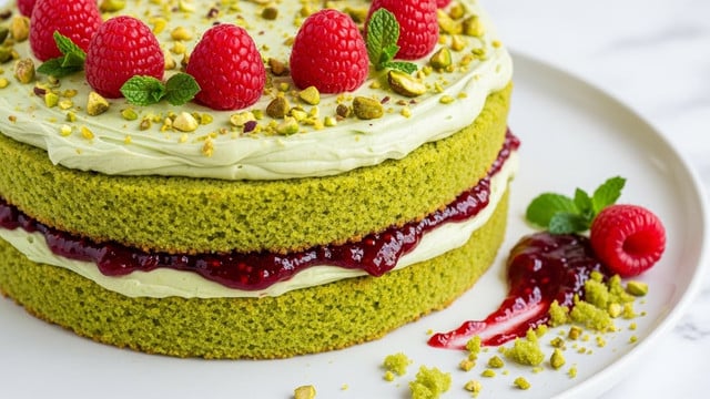 Pistachio Raspberry Cake Recipe