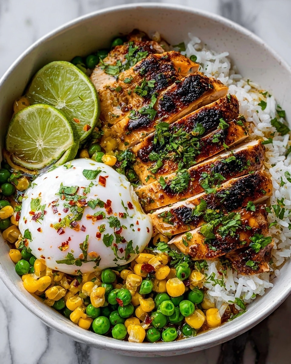 Chicken Rice Bowl with Veggies and Savory Sauce Recipe