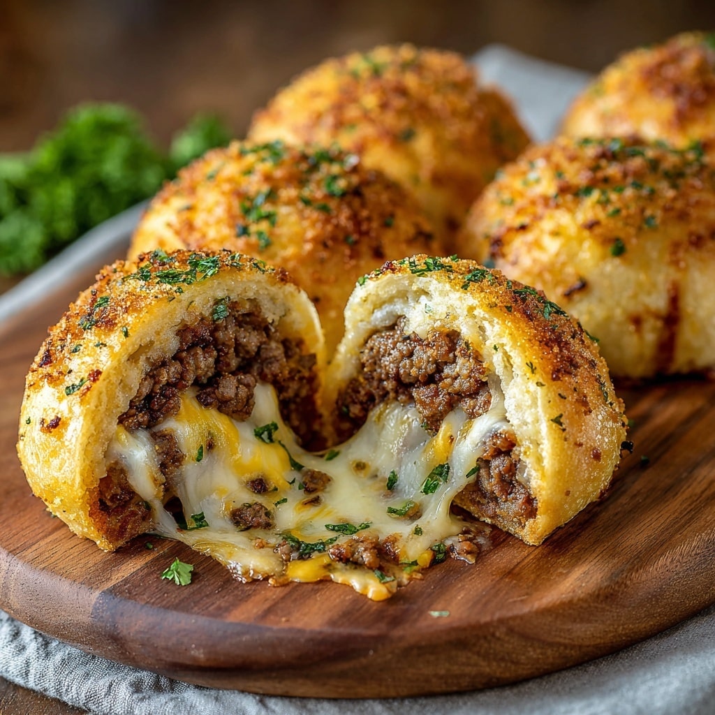 Irresistibly Cheesy Garlic Parmesan Cheeseburger Bombs Recipe - Recipe Image