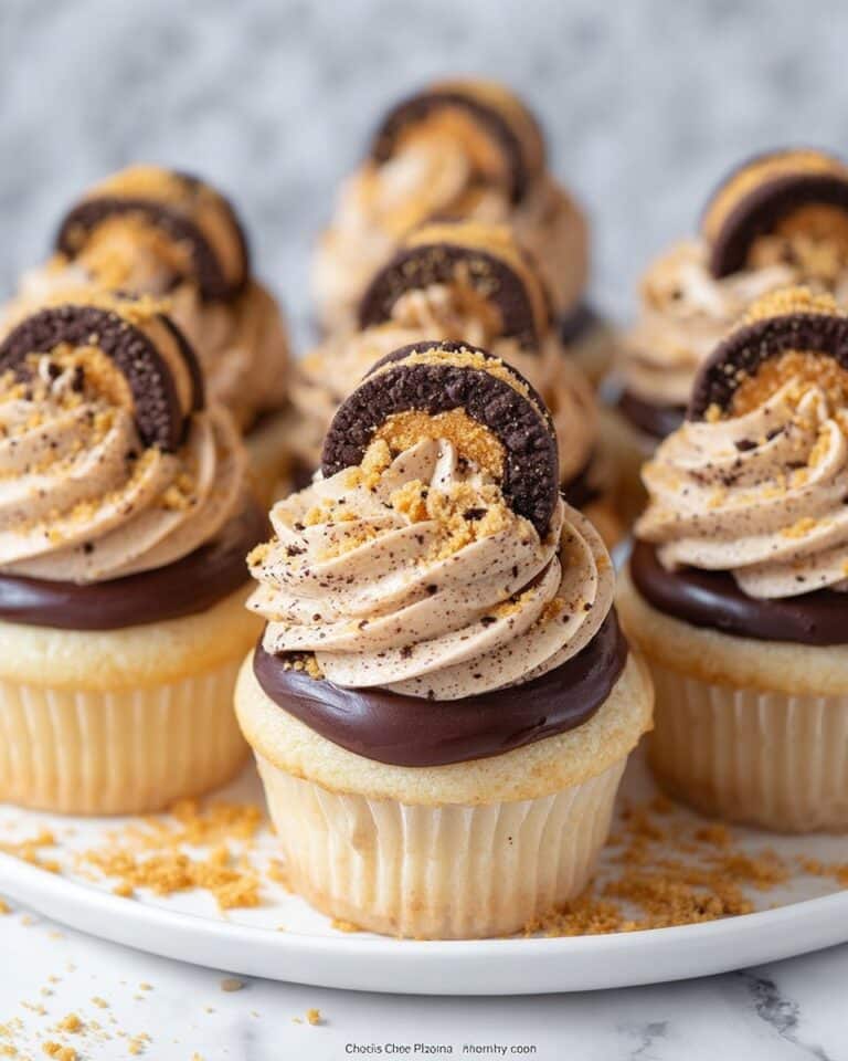 Butterfinger Cupcakes with Peanut Butter Frosting and Chocolate Ganache Recipe