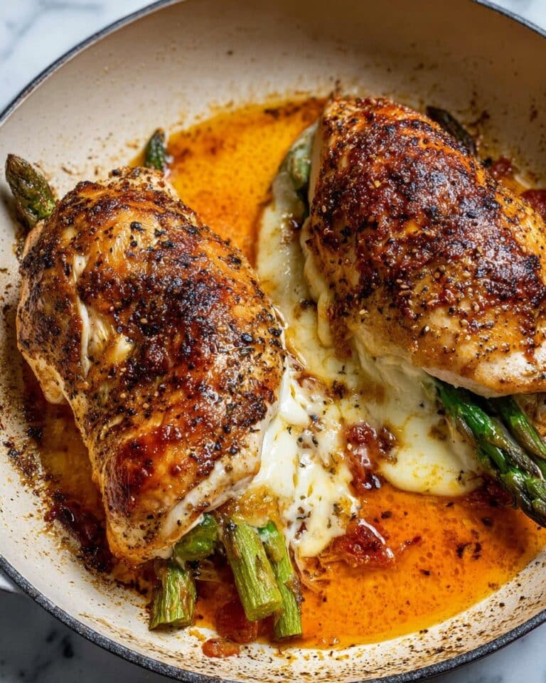 Asparagus-Stuffed Chicken Breast with Sun-Dried Tomatoes and Mozzarella Recipe