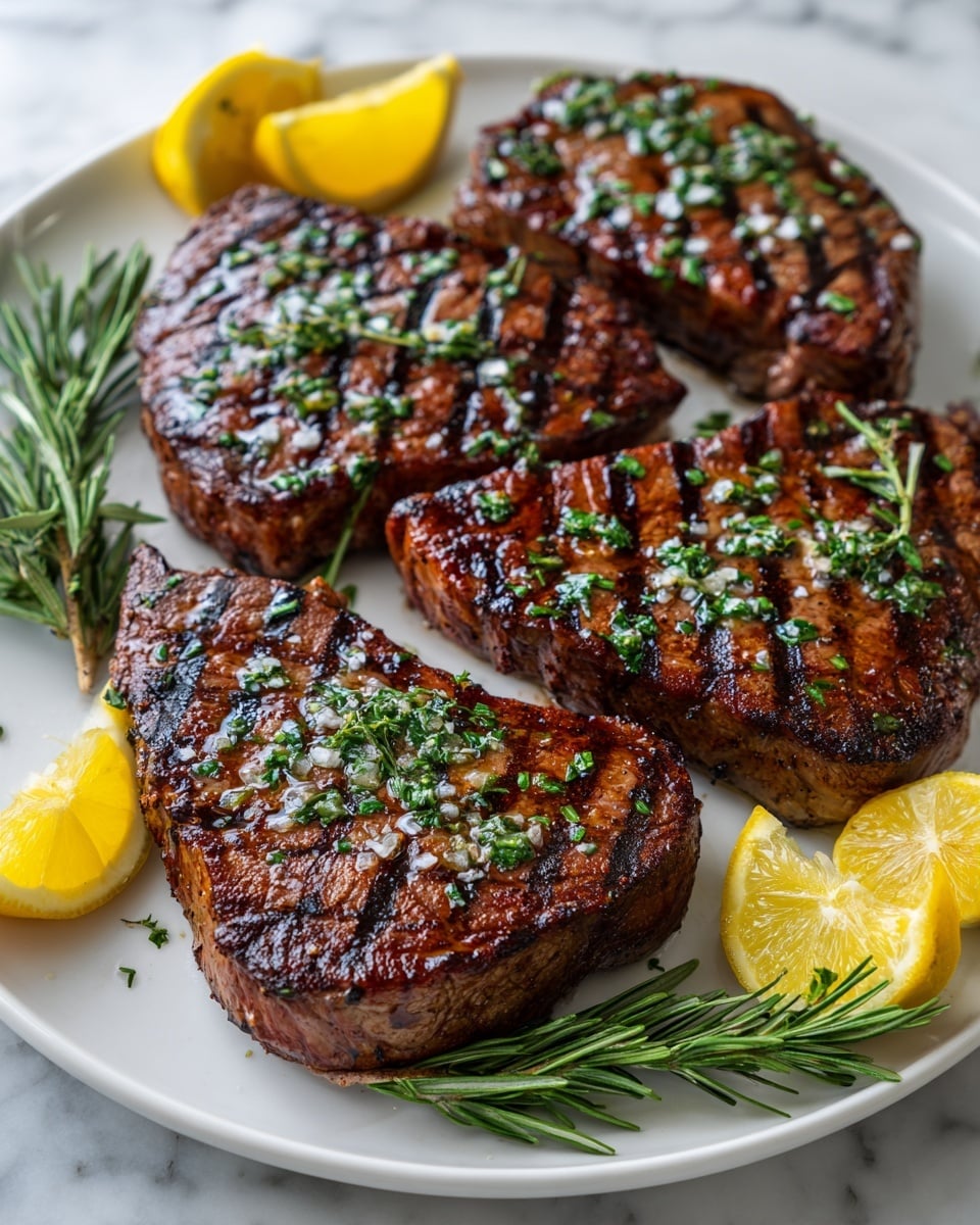 Grilled Ribeye or Sirloin Steak with Garlic and Rosemary Recipe - Recipe Image