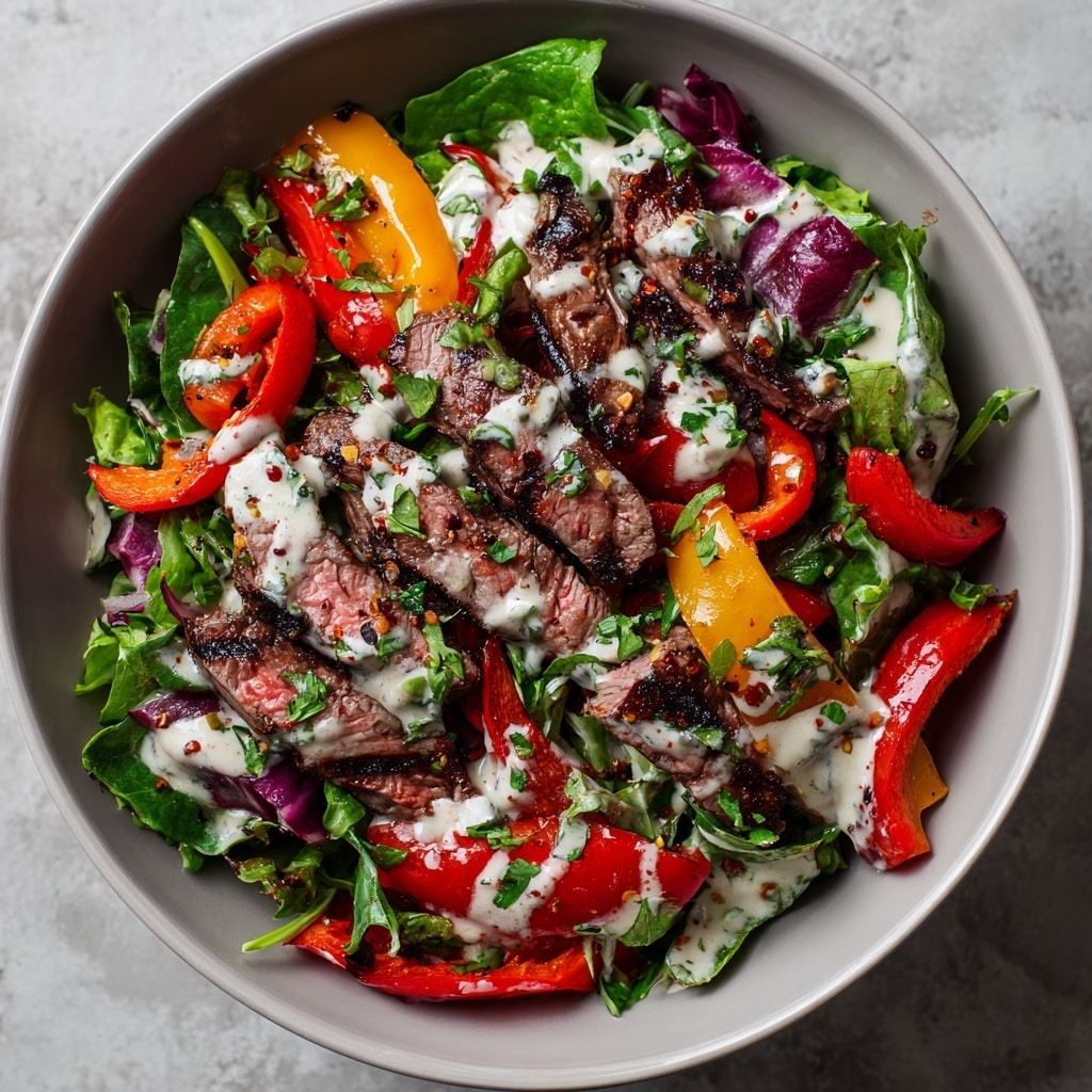 Grilled Steak Bowl with Herb Sauce and Grilled Zucchini Recipe - Recipe Image