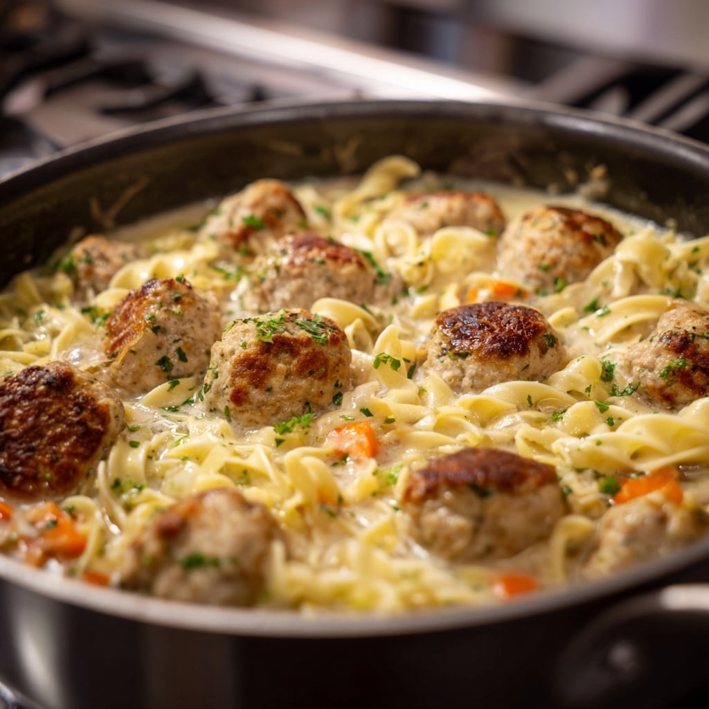 Southern Style Baked Chicken Ricotta Meatballs with Spinach Alfredo Sauce Recipe