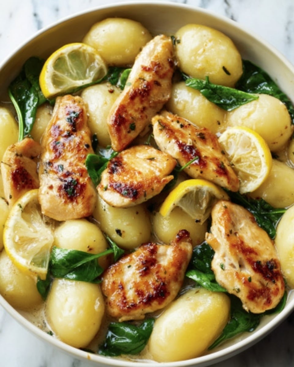 Lemon Chicken Gnocchi Skillet with Spinach and Parmesan Recipe - Recipe Image