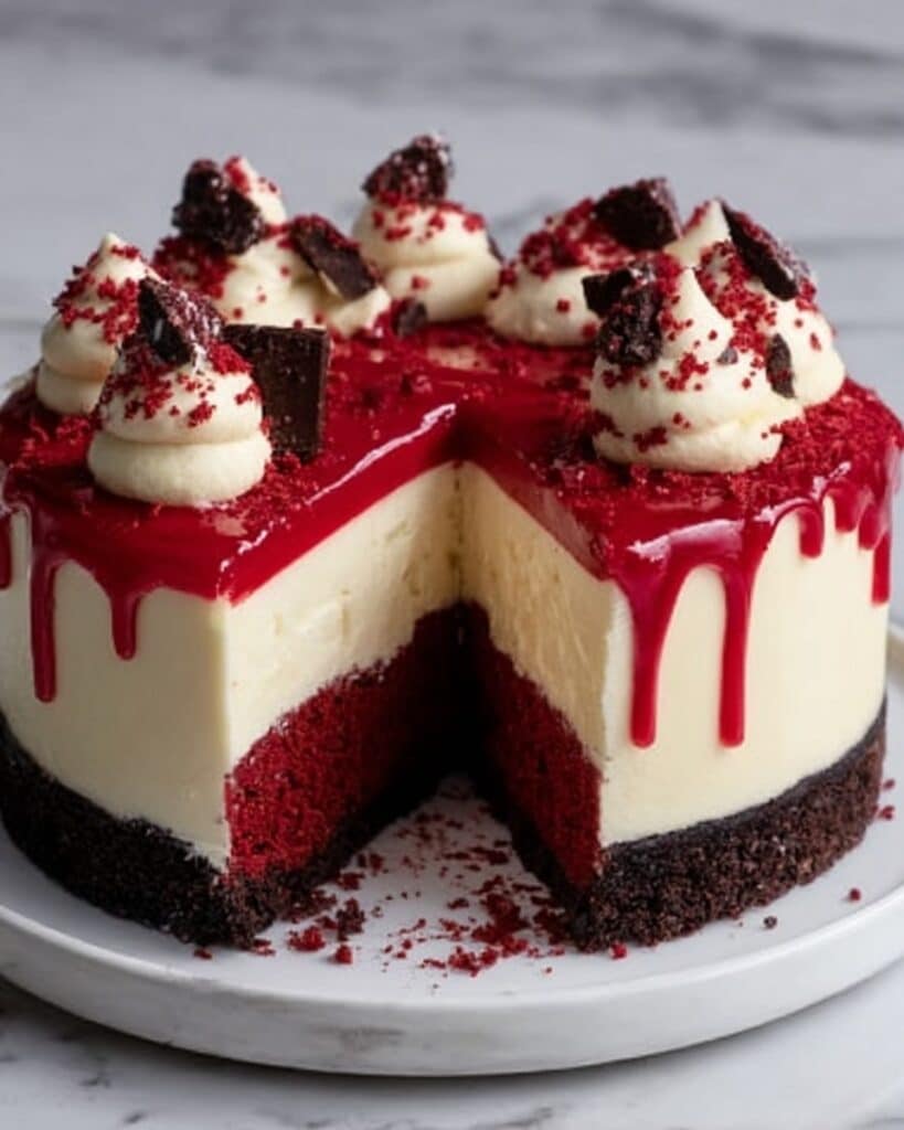 Decadent Red Velvet Cheesecake Layer Cake Recipe to Impress! Recipe