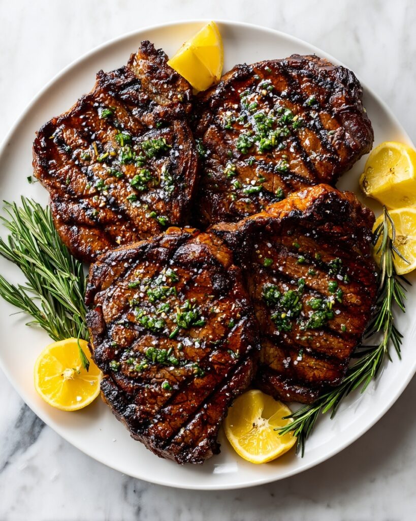 Grilled Ribeye or Sirloin Steak with Garlic and Rosemary Recipe