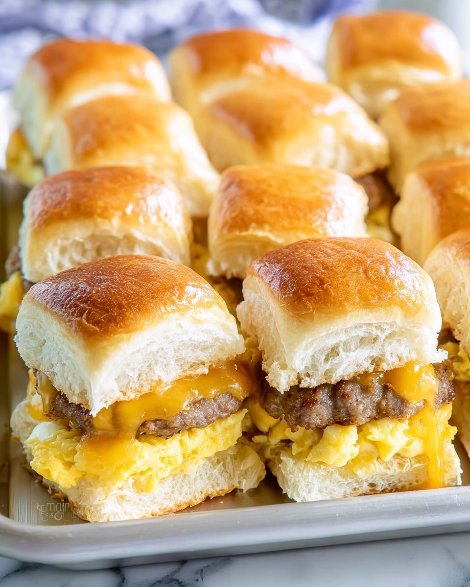 Sausage Egg and Cheese Breakfast Sliders with Syrup Glaze Recipe - Recipe Image
