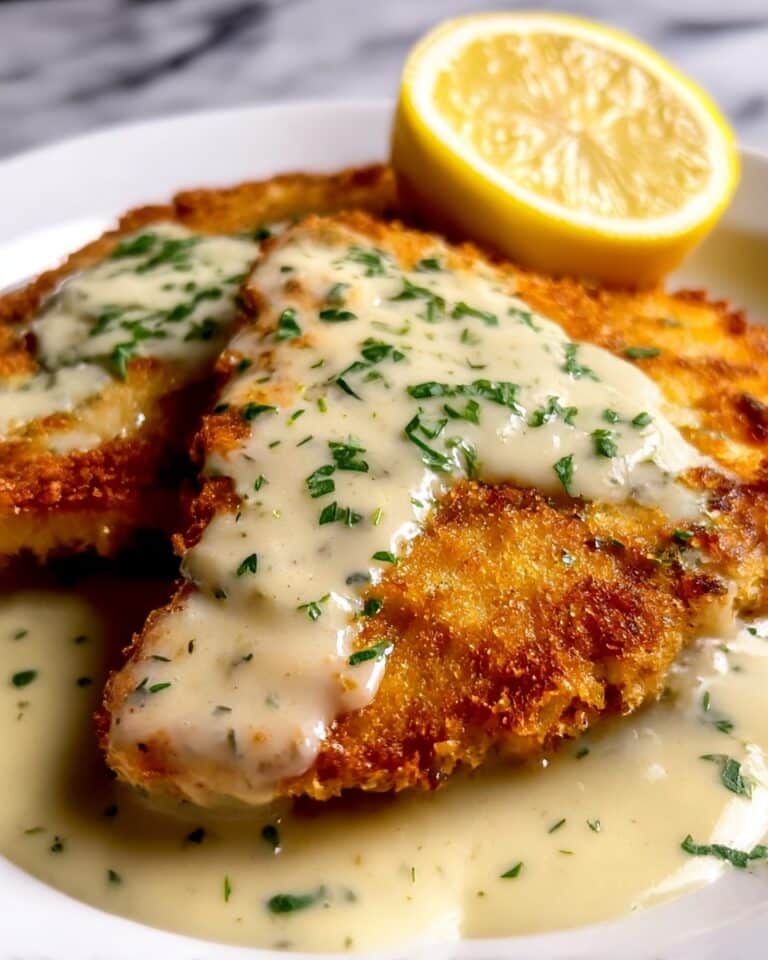 Lemon Pecorino Crusted Chicken with Creamy Lemon Sauce Recipe