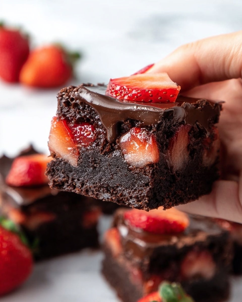 Chocolate Covered Strawberry Brownies Recipe - Recipe Image