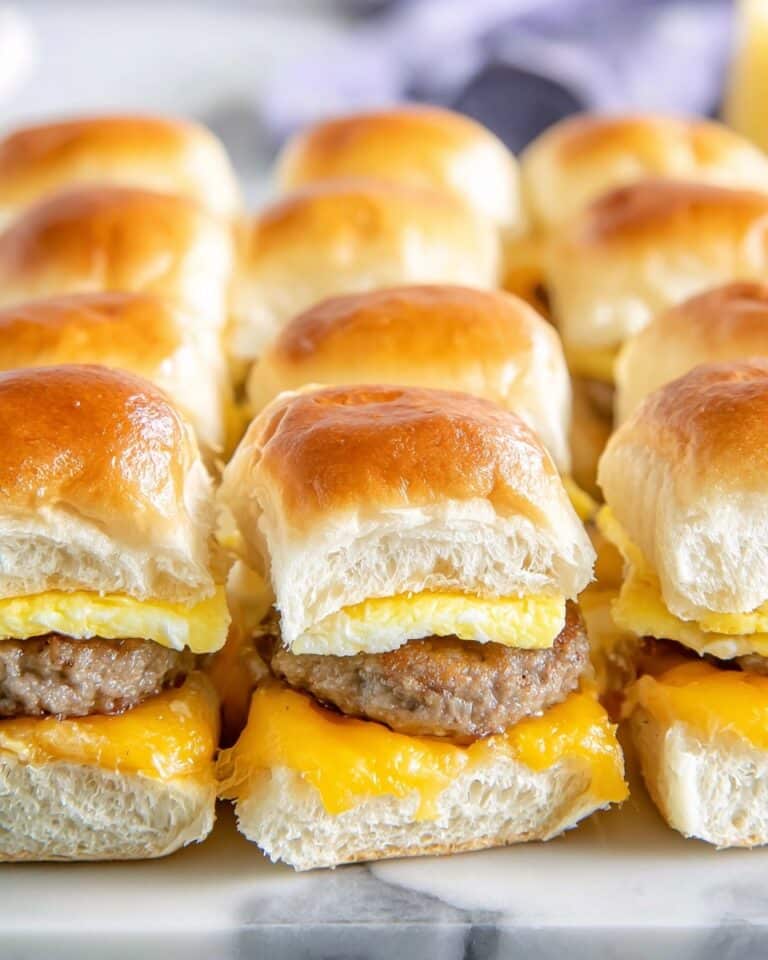 Sausage Egg and Cheese Breakfast Sliders with Syrup Glaze Recipe