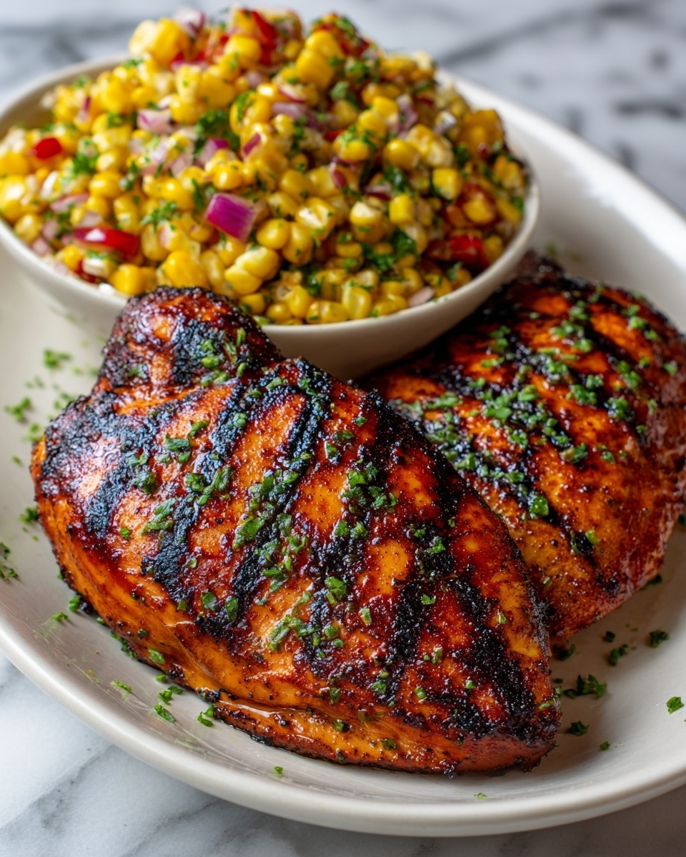 Flavorful Grilled Honey Lime Chicken with Fresh Corn Salsa Recipe - Recipe Image