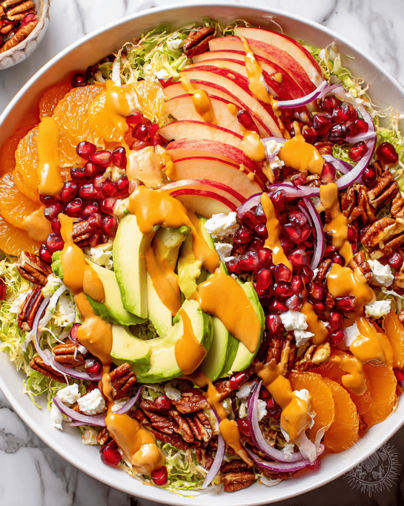 Persimmon Salad with Brussels Sprouts, Apple, Avocado, and Goat Cheese Recipe